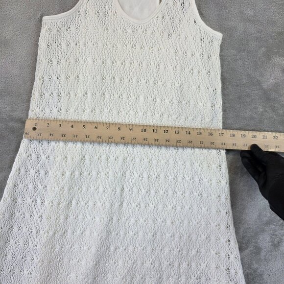 Denim & Supply Ralph Lauren Dress Womens Medium White Crochet Racerback Lined - Picture 6 of 11